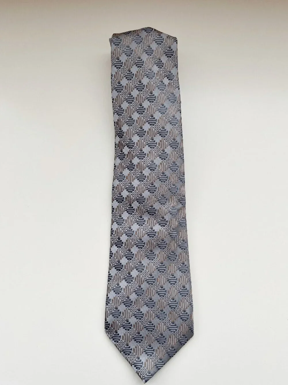 Jhane Barnes Silver Silk Tie party vintage futuristic metallic formal celebrate